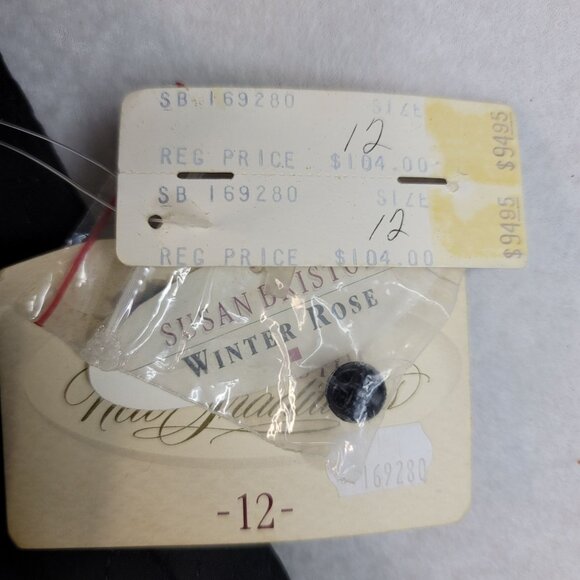 Quilted Floral Vest Size 12 Susan Bristol Winter Rose Black USA Button Deadstock - Picture 7 of 9